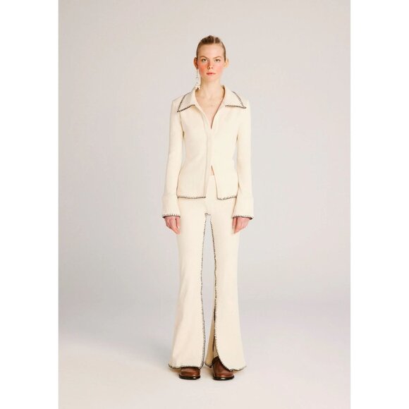 ANIM Living Koza Straight Leg Knit Pants Hemstitch in Rust - Picture 2 of 6